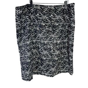 Lafayette 148 Black & White Linen Pencil Skirt Size 18